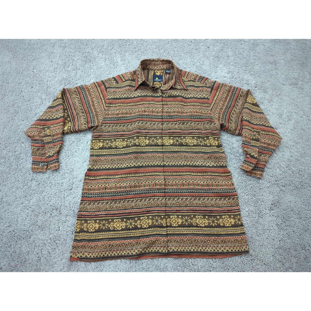 Liz Sport Button Up Shirt Womens Small Long Sleeve Poly Tribal Southwestern